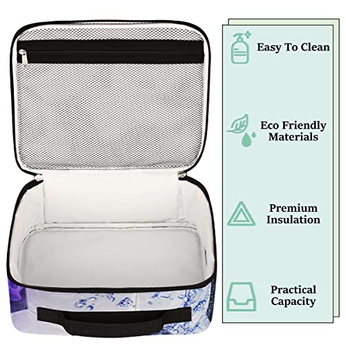 Kids Lunch Box for Boys Girls Purple Soccer Ball Sport Football Insulated Lunch Bag Reusable Small Cooler Bag Meal Containers Tote Kit for School Travel Women Men - color: purple soccer