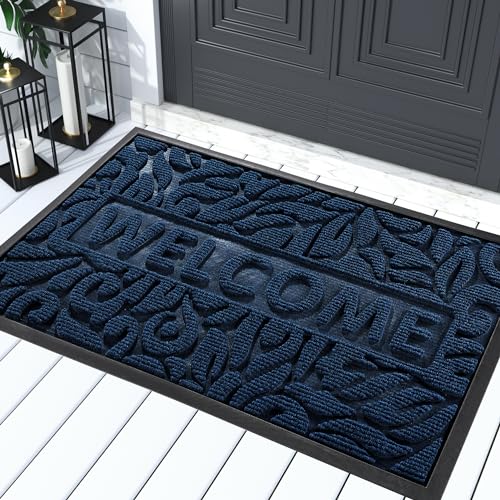 Yimobra Large Welcome Mat 36x24, Waterproof Non-Slip Outdoor Mats for Front Door Outside Entrance, Low-Profile Entryway Mat Indoor for Garage Patio, Blue - color: Blue, size: 36x24 Inch