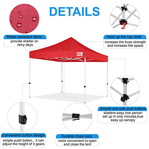 MASTERCANOPY Pop Up Canopy Tent Commercial Grade Instant Shelter (8x8, Red) - color: Red, size: 8x8