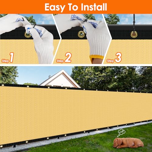 AOSION 6' x 50' Privacy Screen Fence, Heavy Duty 180 GSM Fencing Mesh Net Cover for Outdoor Wall Garden Yard Chain Link, – Easy Installation, UV-Resistant, Fence Privacy with Gloves & Zip Ties, Beige - size: 6' x 50' Beige