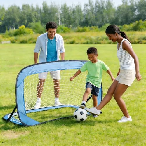 Pop-Up Soccer Goal-Portable Soccer Net for Training-Indoor or Outdoor Versions-Easy Assembly with Compact Carrying Bag-Great for Kids and Adults