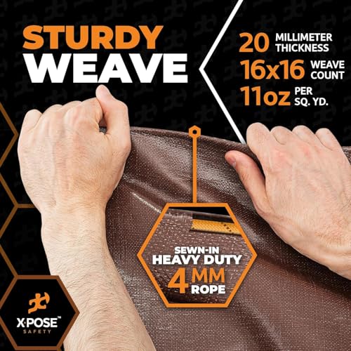 Xpose Safety 8' x 10' Ultra Heavy Duty Tarp (2-Pack) - 20 Mil Waterproof Tarps for Camping, Outdoor Adventures & Tent Cover, UV Protection, Reinforced Corners, All-Weather Durability - size: 8' X 10' (2 Pack)