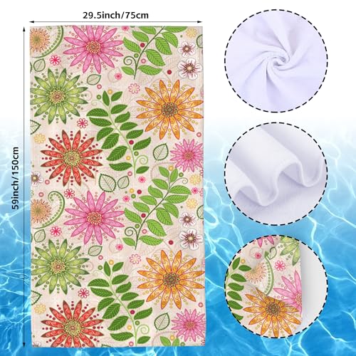 Floral Beach Towel,Spring Colorful Vivid Floral Flowers Lightweight Compact Sand Free Quick Dry Oversized Pool Swimming Towels for Girls Women Adults,29.5"×59" - color: Spring Colorful Vivid Floral Flowers