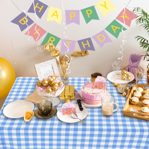 4 Pack Gender Reveal Table Cloths - 54 * 108 Inch Pink and Blue Gingham Tablecloths for Gender Reveal Party Decorations，Boy and Girl Baby Shower Decorations - color: Pink and Blue Gingham, size: 54" x 108" Rectangular (4 Pack)