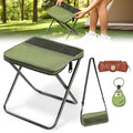 Portable Ultralight Collapsible Camping Stool,Stool Folding Chair,Lightweight Handy Fishing Stool 350 LB,Backpack Pocket Stool for Hiking Picnic Travel with Sunglass Bag and Magnetic Hat Clip - color: Green+large