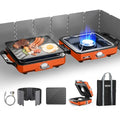 ODSD 2 Burner Camping Stove with Windshield, 20000 BTU Propane Camp Stove, Portable Folding Gas Stove, Camping Essentials Gear Includes Frying Pan, Coffee Stand & Carry Bag, Orange - color: Orange