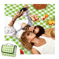 CUNCUI Picnic Camping Blankets, 3 Layers Thick Soft Gingham Blanket, Large 59X79IN Foldable Waterproof Rug, Portable Outdoor Mat for Beach Grass Hiking Park Travel, Sandproof, Machine Washable-Green - color: Green