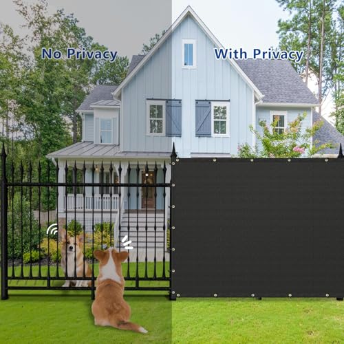 Buzzbazaar 7' x 9' Black Heavy Duty Privacy Fence Screen - Commercial Grade Shade Cover with Brass Grommets, Outdoor Wind Block & Yard Barrier, Customizable Size