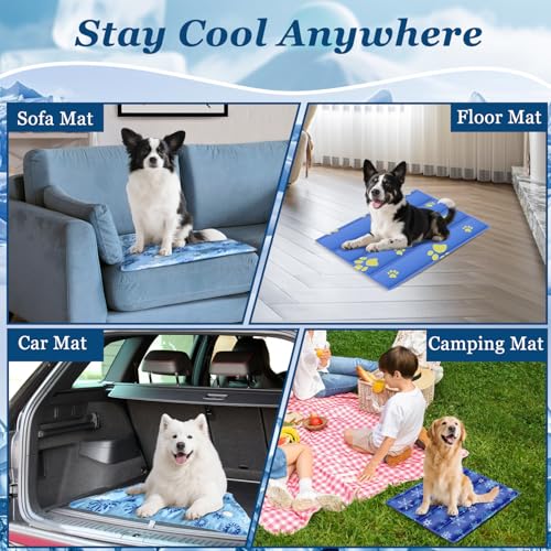 Cooling Mat for Dogs - 2025 Upgrade 35.4"x23.6" Pet Cool Mats for Dogs/Cats, Washable Non-Slip Cooling Pet Mat for Summer, Portable Ice Mat for Dogs/Cats