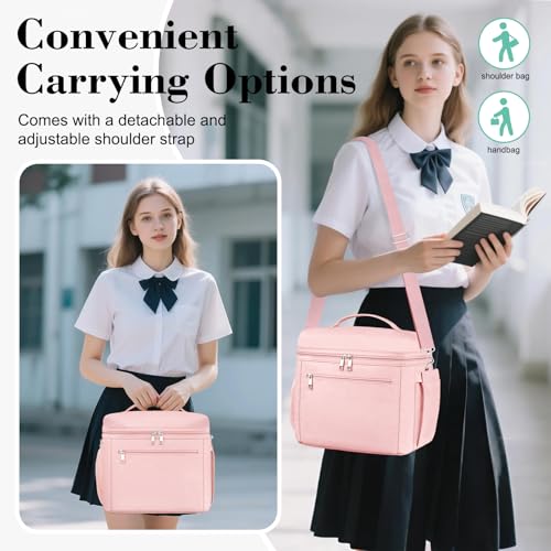 DALINDA Insulated Lunch Bag Lunch Box for Women Men,Leak-Proof Cooler Bag Lunchbox Lightweight for Work Picnic,Study,Beach,Camping,Travel - color: Pink, size: 7L Medium · Compact Size