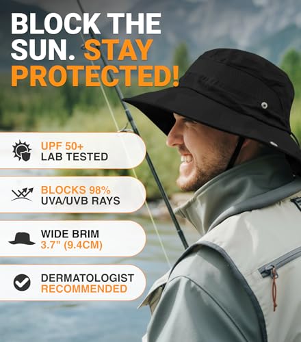 GearTOP Safari Hat for Men Sun Hats for Women UV Protection UPF 50+ Fishing, Gardening, Hiking Hat (22-23 1/2") - color: Black Camouflage Standard