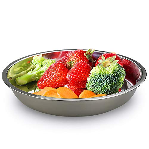 Morcte Stainless Steel Round Plates Dish Set for Dinner Plate, Outdoor Camping, BBQ, Set of 4