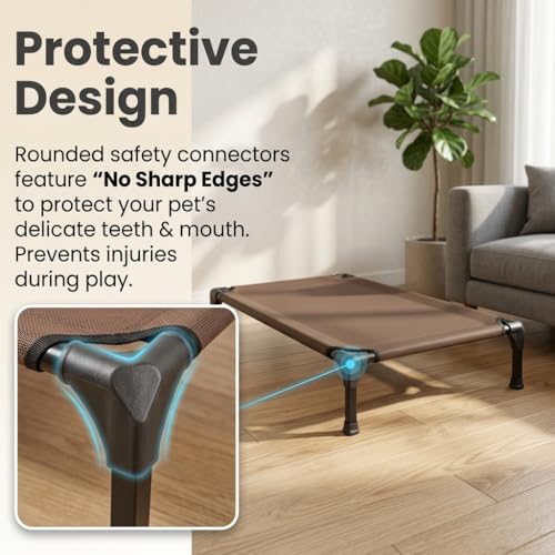 Outdoor Elevated Dog Cot, Portable Pet Bed with Removable Shade Water Resistant, Breathable Cooling Dog Camping Tent for Large Dogs Indoor Outdoor Backyard Camping Beach