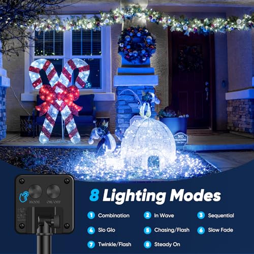 Brightever Solar String Lights Outdoor Waterproof, 46FT 120 LED Solar Fairy Lights for Outside, 8 Lighting Modes, Outdoor Twinkle Light for Christmas, Backyard, Garden Party Decorations, Cool White - color: White, size: 1-Pack（46FT 120LED）