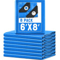 8 Pack 6 x 8 ft 5.5 Mil Large Tarps Heavy Duty Waterproof Tarp Multi Purpose Tent Cover for Home Boats Cars Camping Patio Furniture Roof Emergency Rain Protective Cover, Blue - color: Blue, size: 6 x 8 ft
