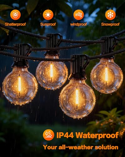 Outdoor String Lights, 50FT 27+1 G40 Edsion Bulbs Shatterproof Patio Lights Waterproof, Dimmable Connectable Globe Hanging Lights for Outside, Backyard, Bistro, Porch, Deck, Balcony - size: 50FT