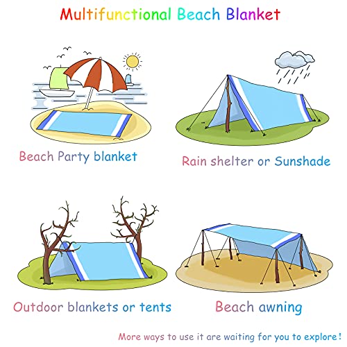 BYDOLL Beach Blanket Waterproof Sandproof 10'×9' 1-8 Adults Oversized Lightweight Large Picnic Mat Waterproof Sandproof Blanket for Beach Camping Hiking Travel