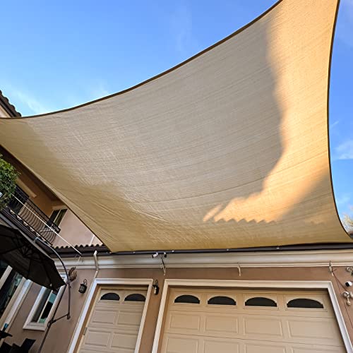 Sun Shade Sail, 8' X 10' Rectangle Shade Sail with Grommets Pergola Shade Cover, Sun Shade Cloth for Patio Carport Yard Lawn Garden (Sand) - color: Sand, size: 8' x 10'