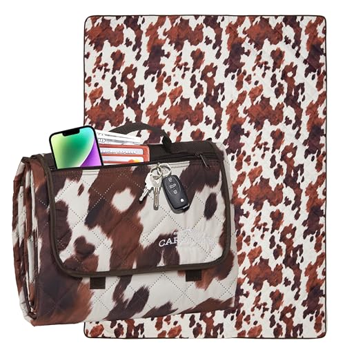 Carstens, Inc. Easy Pack Waterproof Sandproof Picnic Blanket, Lightweight Foldable Outdoor Camping Beach Mat, Large 60"x80", Cowhide - color: Cowhide