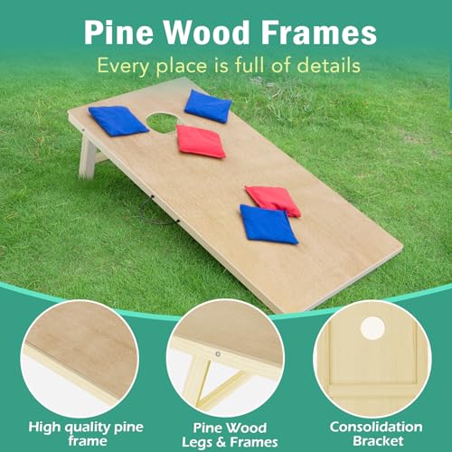 Cornhole Board Set，2 Regulation 4'x2' Cornhole Boards with 8 Cornhole Bags and Carrying Case, Corn Hole Games for Adults Outdoor Bean Bag Toss Game - style: 4' x 2' Nature