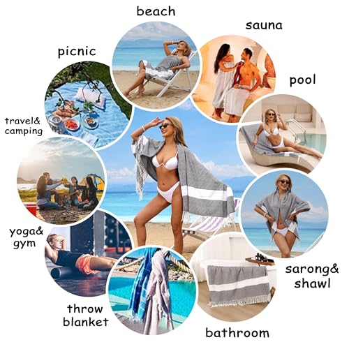 Beach Towel 2 Pack,Sand Free Beach Towels Oversized 39 x 72, Diamond Turkish Beach Towel Quick Dry,Lightweight Pool Towels for Adults Travel Towel,Cool Beach Essentials - color: 2 Pack Diamond Blank Black