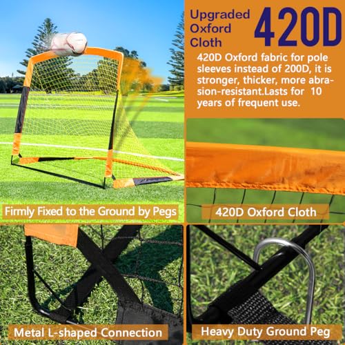 Dimples Excel Soccer Goals Kids Net for Backyard 7x5, 5x3.6, 4x3, 3x2.2 FT - style: 7'x5' FT, 1 Pack