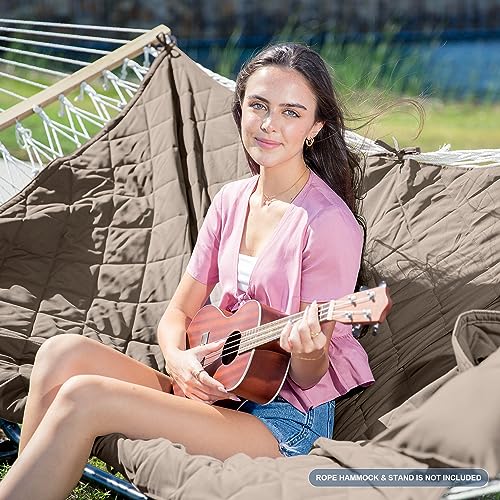 ANOW Double Hammock Pad and Pillow Set, 2 Person Polyester Hammock Pad, Light Brown - color: Light Brown