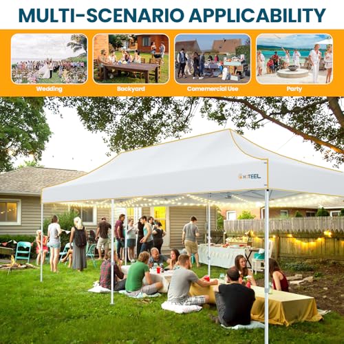 Hoteel 10x20 Pop Up Canopy Tent Heavy Duty with 6 Sidewalls, Waterproof Party Tent, Easy Set-up Commercial Instant Tents with Roller Bag & Sandbags, Hexagonal Leg (1-Year Warranty) - color: White, size: 10×20 （6 Walls）