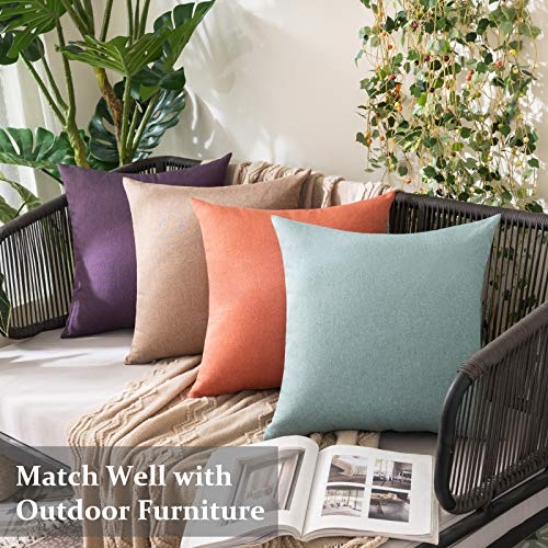 MIULEE Pack of 2 Decorative Outdoor Solid Waterproof Throw Pillow Covers Spring Faux Linen Garden Farmhouse Cushion Cases for Summer Patio Tent Balcony Couch Sofa 16x16 Inch Coral Red - color: Coral Red, size: 16" x 16" (Pack of 2)
