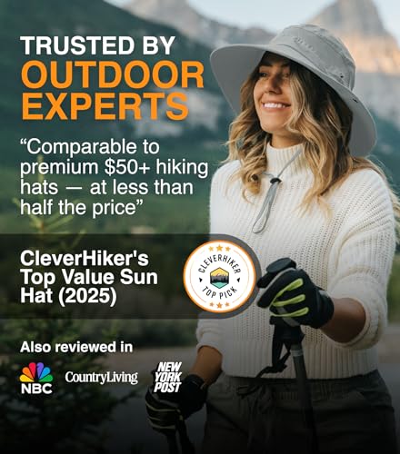 GearTOP Safari Hat for Men Sun Hats for Women UV Protection UPF 50+ Fishing, Gardening, Hiking Hat (22-23 1/2") - color: Light Grey Standard