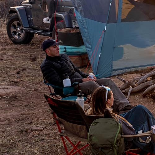 Kelty Deluxe Lounge Chair – Folding Outdoor Camp Chair, Insulated Cupholders, Customized Recline, Steel Frame, Padded Roll Storage, 2024 (Deep Lake) - color: Deep Lake / Fallen Rock