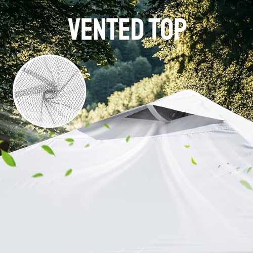 CROWN SHADES 10x10 Pop Up Canopy - Patented Center Lock One Push Instant Outdoor Canopy Beach Tent with STO-N-Go Bag 8 Stakes & 4 Sand Bags，White - style: White