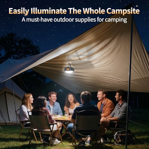 FLY2SKY Rechargeable Camping Lights 2000 mAh Tent Lights Portable LED Camping Lantern Survival Gear Essentials Camping Accessories for Hiking Backpacking Fishing Hurricane Emergency Power Outage（1PCS） - color: 1PC-2000mAh-BLACK
