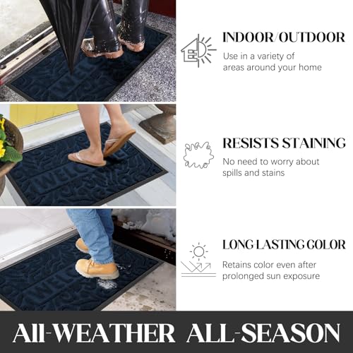 Yimobra Large Welcome Mat 47x32, Waterproof Non-Slip Outdoor Mats for Front Door Outside Entrance, Low-Profile Entryway Mat Indoor for Garage Patio, Blue - color: Blue, size: 47x32 Inch