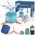 WADEO Portable Camping Stove Burner, Backpacking Stove with 1LB Propane Tank Adapter, Fuel Can Canister Stand and Carry Case, Portable Collapsible Propane Camping Burner for Outdoor Cooking