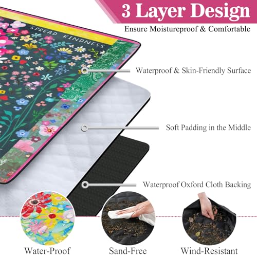Picnic Blankets Waterproof Foldable Extra Large,80"x 80" Outdoor Beach Blanket Sandproof,3-Layer Lightweight Handy Mat Tote Picnic Camping Rugs for Outside Your Rv (Boho Vintage Floral Muticolor) - color: Picnic Blankets 10