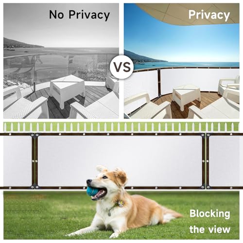 90% Fence Privacy Screen, 3x10FT Shade Cloth Outdoor, Balcony Privacy Screen, Decor Fence Covering Patio, Blockage High Density Mesh for Yard/Garden/Plants, with Cable Zip Ties-White - color: White, size: 3X10FT