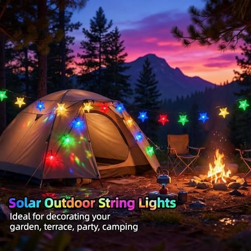 Twinkle Solar Star String Lights Outdoor Waterproof Fairy Lights 39FT 100 LED with 8 Lighting Modes for Camping Garden Wedding Party Tree Holidays Backyard Patio(Multicoloar) - color: Multicolor