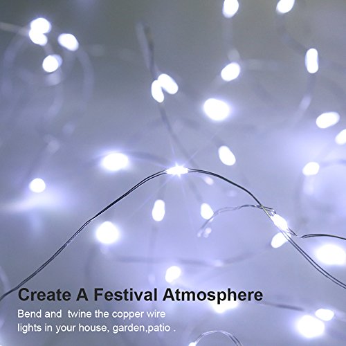 GDEALER 2 Pack Fairy Lights 20 Ft 60 Led Battery Operated Twinkle Lights with Remote Waterproof Twinkle Lights 8 Modes Fairy String Lights for Party Bedroom Wedding Decorations-White - color: Cool White