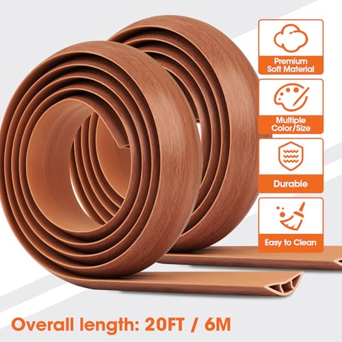 20 FT Floor Cord Cover, Cord Covers for Wires on Floor, Cord Protector, Floor Cable Cover, Hide Extension Cord Covers for Floor, Cable Cavity: 0.47" (W) x 0.29" (H) - Brown - size: Brown-20ft