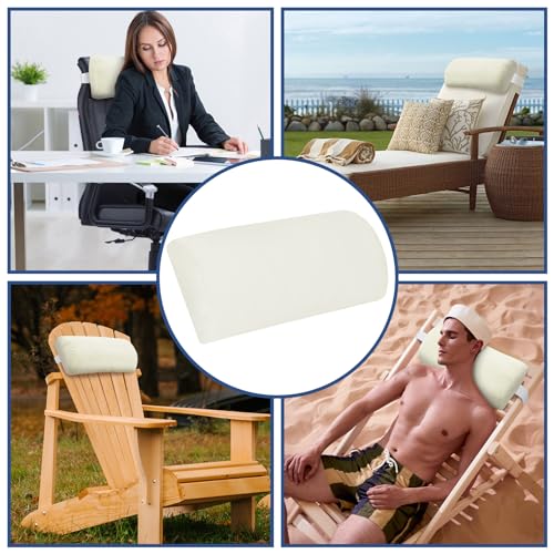 Headrest Pillow for Patio Chaise Lounge, 2 Packs Head Pillow with Elastic Band for Zero Gravity Lounge Chair, Head Neck Rest Pillow Lumbar Pillow, Cream - color: Cream