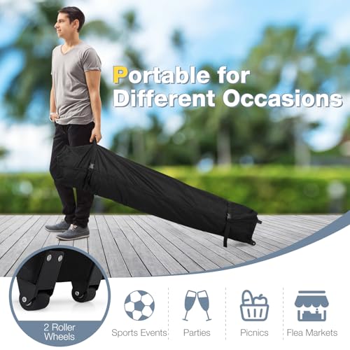 Tangkula 10x10 FT Pop Up Canopy, Instant Setup Outdoor Tent with Heavy-Duty Carbon Steel Frame, Wheeled Bag, 4 Sandbags, 8 Stake, 4 Ropes, Portable Canopy Tent for Parties Events Camping (Gray) - color: Gray