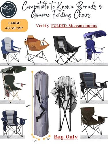 Replacement Bag for Folding Camping Chair, Portable Camp Chair, Hammock, Yoga Mat, Umbrella, Tents, Tripods, Fishing Poles - 420D Oxford Polyester Fabric - color: Grey, size: Large 43"x9"x9"