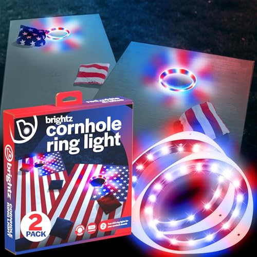 Brightz LED Cornhole Board Ring Lights, 2-Pack - 48-Hour Battery Life - Illuminate Your Game with Dazzling Glows and Ultimate Style for Non-Stop Evening Fun and Excitement (Includes Hole Lights Only) - color: Patriotic