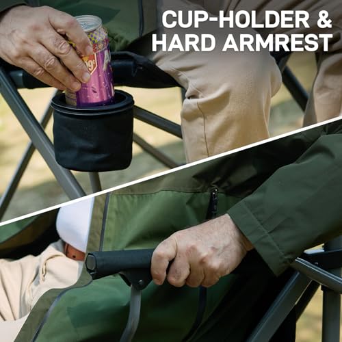EVER ADVANCED Tall Camping Directors Chair with Cup Holder 31", Bar Height Folding Chair for Camping, Sports with Carry Bag, Mesh Pockets and Footrest, Heavy Duty 300 lbs, Black - color: Black, style: Fabric