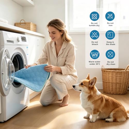SISROL Cooling Mat for Dogs & Cats, Q-Max>0.5 Arc-Chill Fabric Washable Non-Slip Pet Cooling Pad, Thickened Portable Cooling Bed Mats for Indoor & Outdoor, Small Medium Large Pets - size: Medium