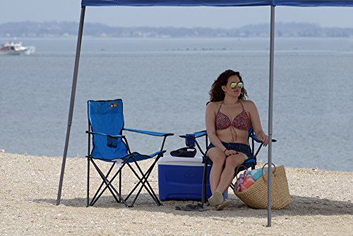 Quik Chair Portable Folding Chair with Arm Rest Cup Holder and Carrying and Storage Bag, Blue - color: Blue