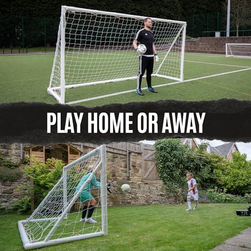 QUICKPLAY Q-Fold Soccer Goal | 30-Second Folding Design for Easy Setup | Portable & Weatherproof uPVC Soccer Goal for Backyard | Durable Post for Adults & Kids - style: 10 x 6'