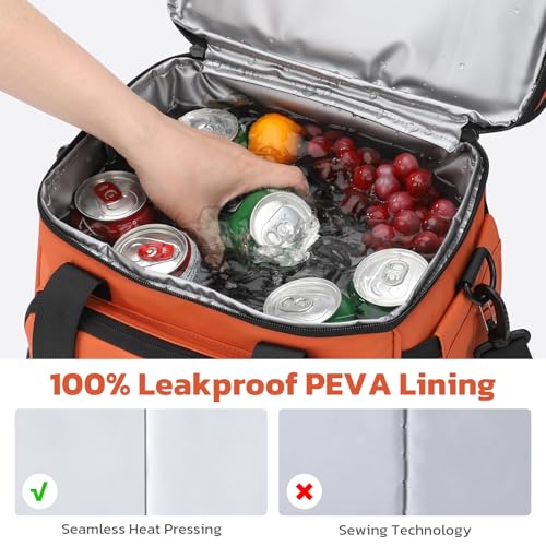 Maelstrom Lunch Box, 20L Insulated Lunch Bag for Men Women, Expandable Double Deck Leakproof Cooler Bag with 6 Pockets, Reusable Lunch Tote Bag for Work, Picnic, Travel, Orange - color: Orange