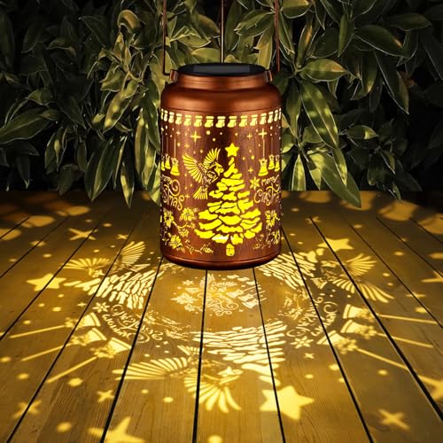 Solar Lanterns Outdoor Waterproof Garden Decor Birthday Gifts for Women Mom Grandma Hanging Lights Metal Decoration Outside for Yard, Patio,Backyard( Red Bird) - style: A-Red Bird